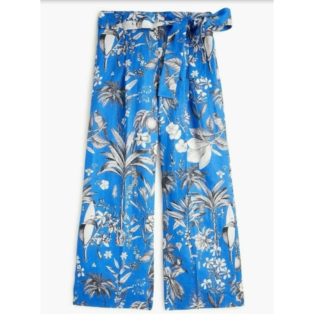 J. Crew Womens Linen Wide Leg Pant in Ratti Tropical Toile Size 2